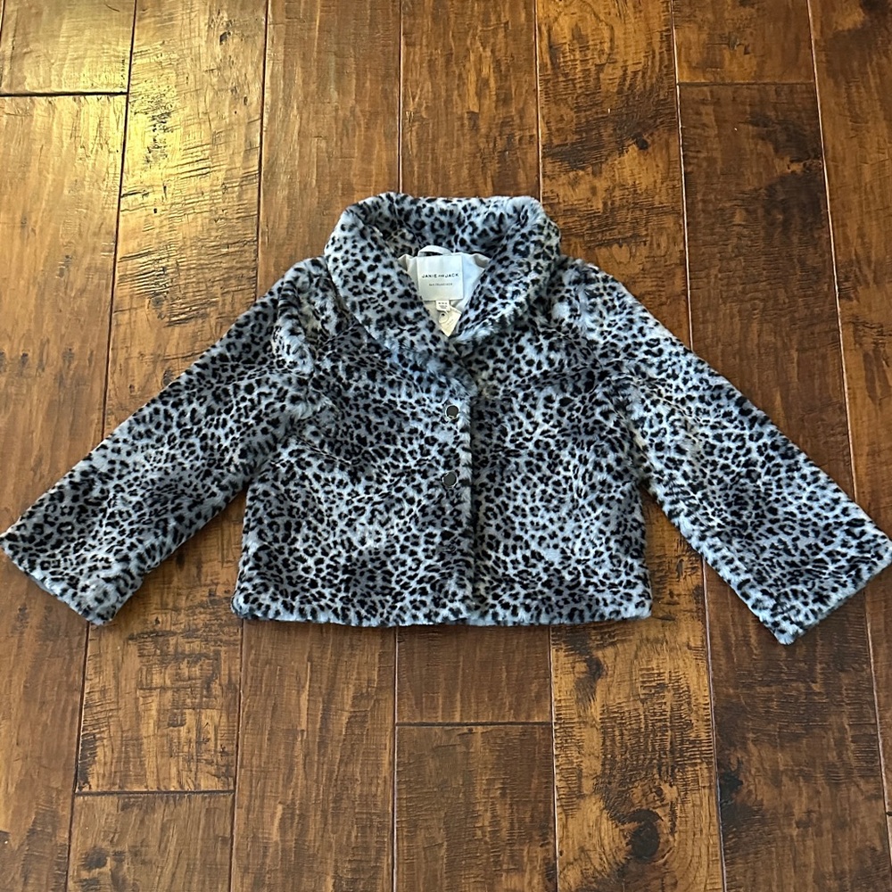 Janie and Jack Leopard Print Faux Fur Jacket